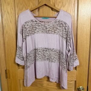 Pleione y2k shark bite hem lace inset top